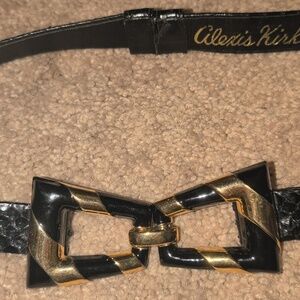 Vintage Alexis Kirk Black Snakeskin Belt